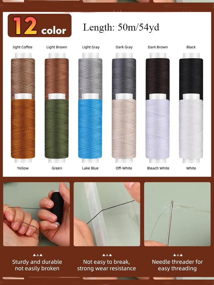 47Pcs Heavy Duty Sewing Kit With Thread Needle Awl Scissors