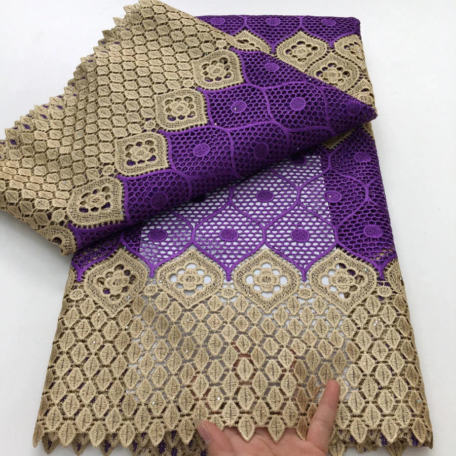 African Guipure Cord Lace Fabric 5 Yards for Wedding Dresses