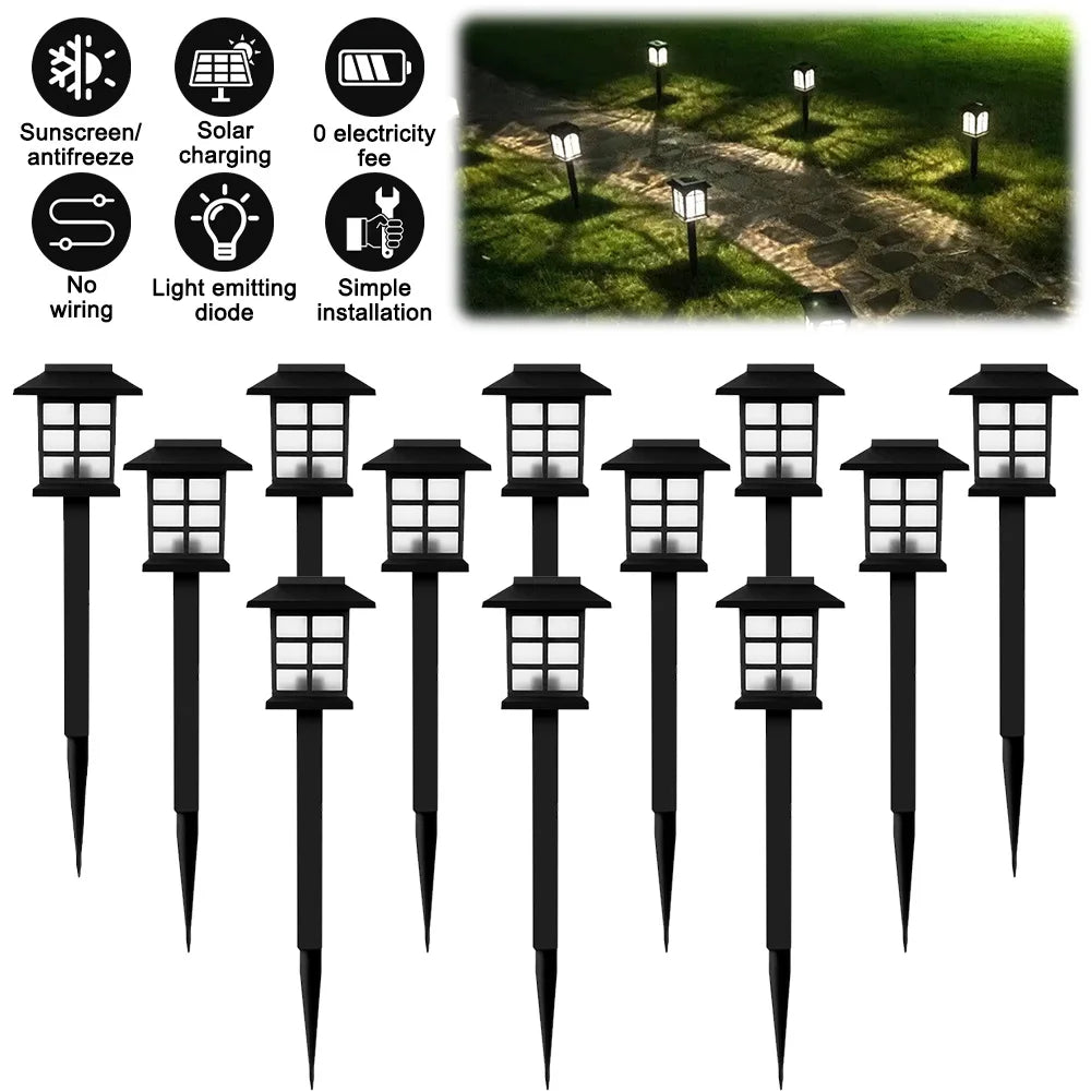 12pcs LED Solar Pathway Lights Outdoor Waterproof Garden Decor