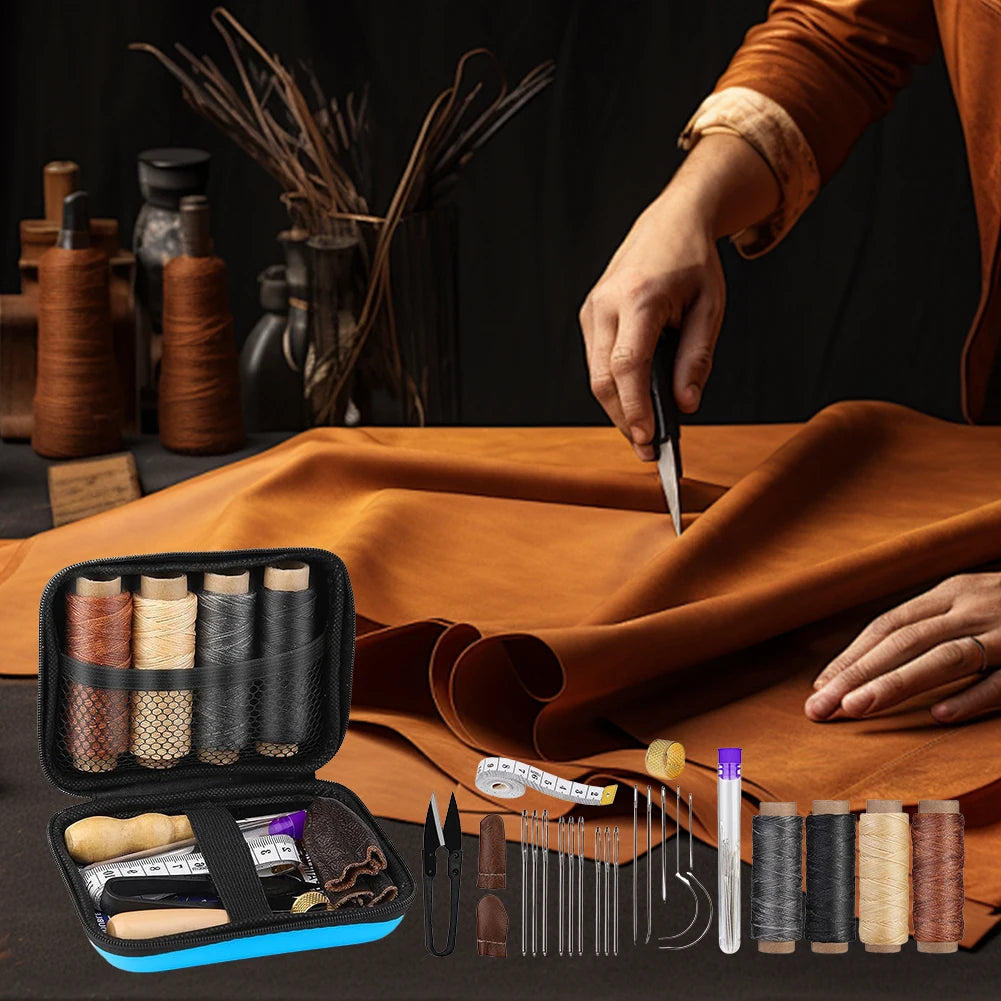 DIY Leather Craft Tools Set with Waxed Thread and Needles