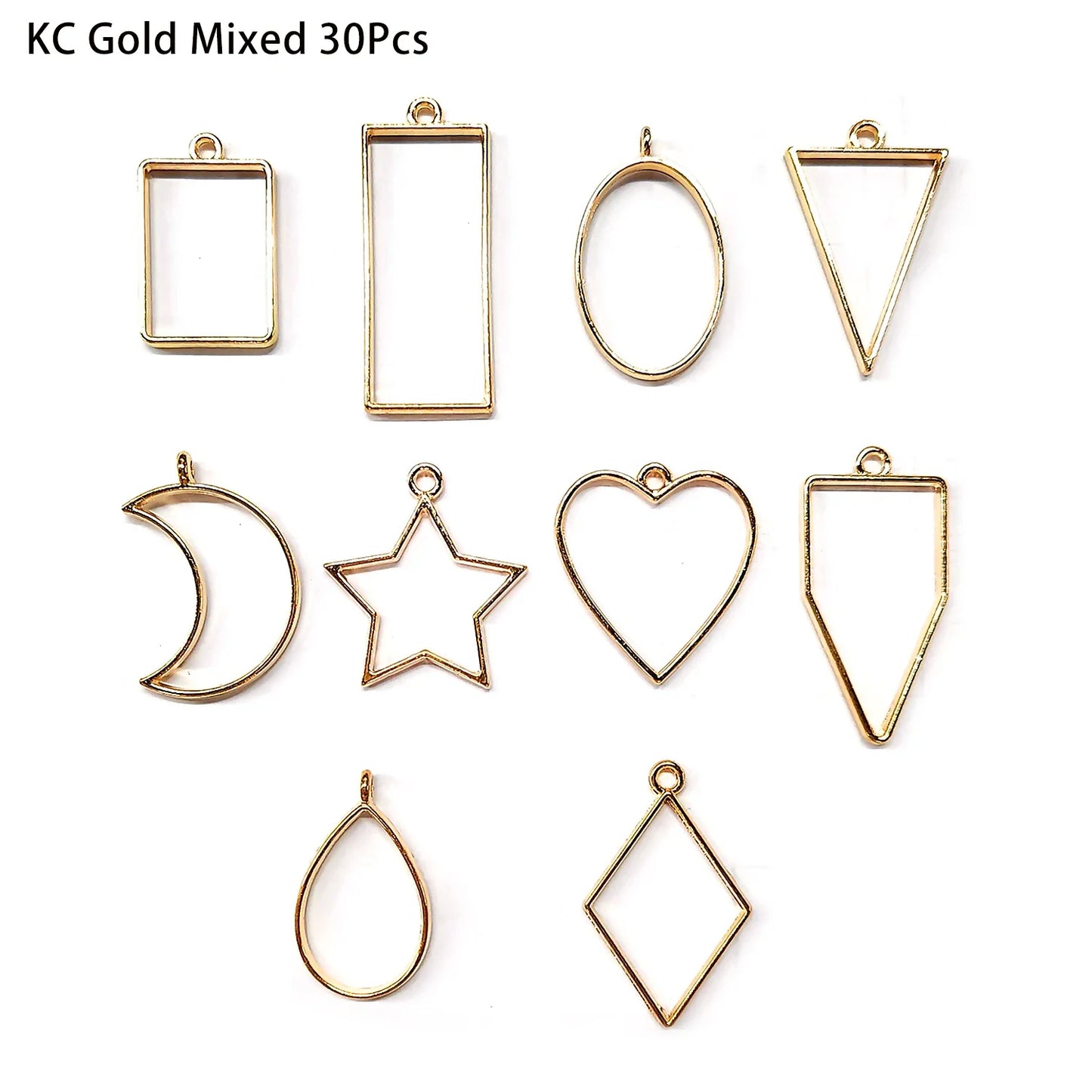 30pcs Metal Geometric Frame Pendants for DIY Jewelry Making