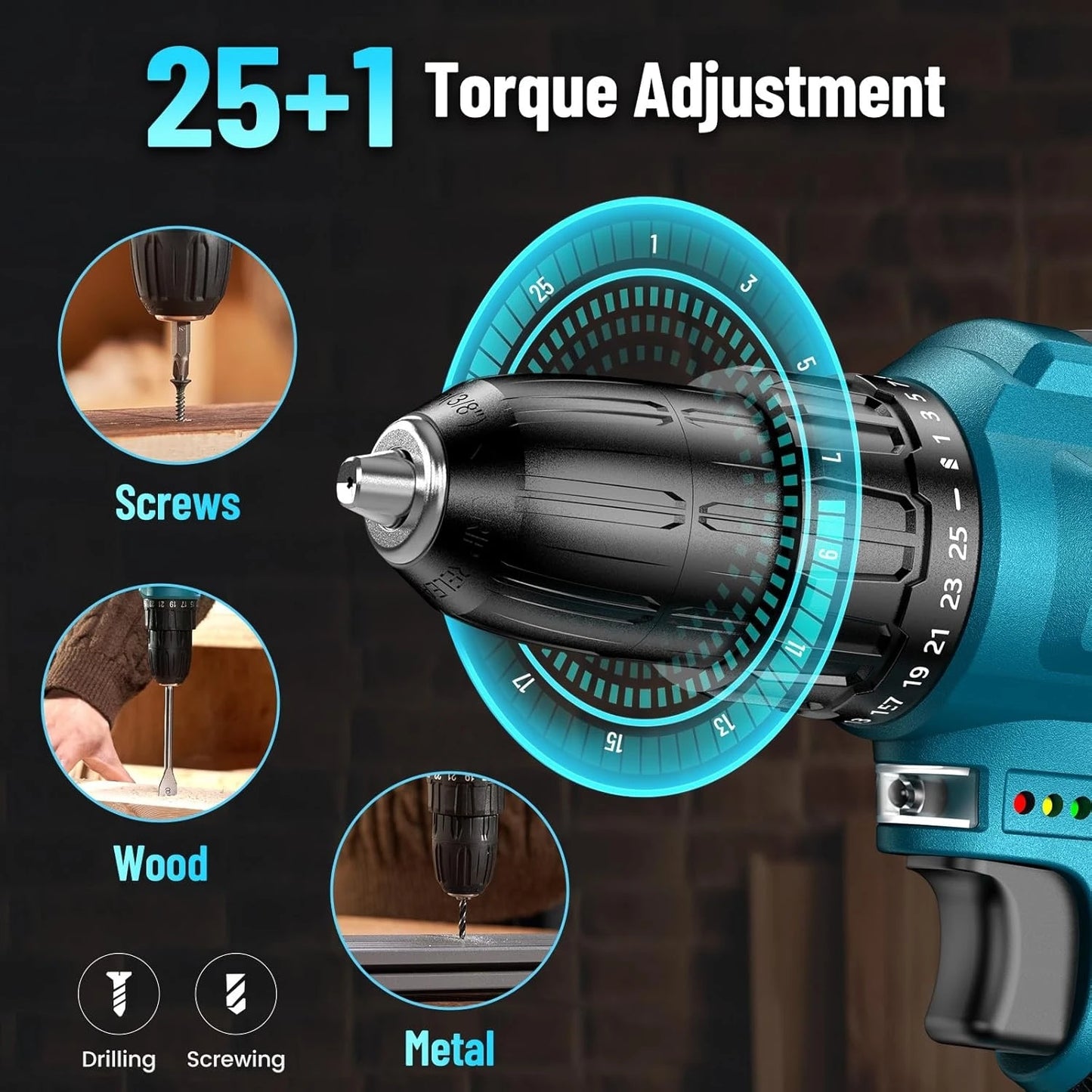 Seesii 21V Cordless Drill Kit 230 Pcs For Home Repair