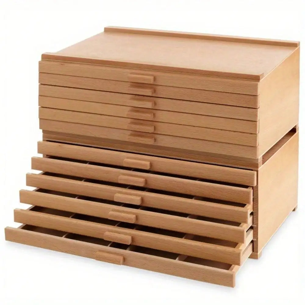12-Drawer Wooden Storage Box for Art Supplies and Tools