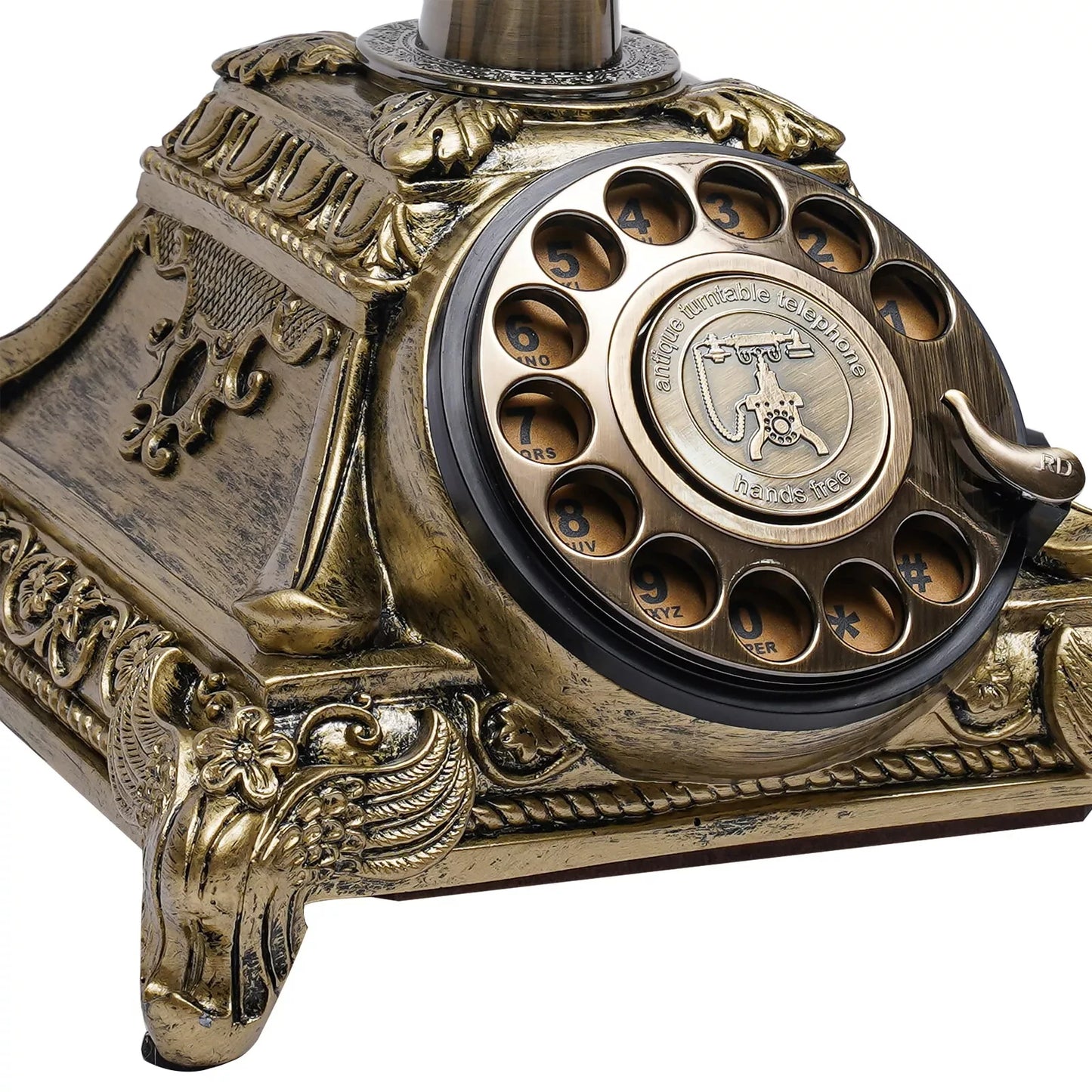 European Style Antique Rotary Dial Desk Phone in Gold