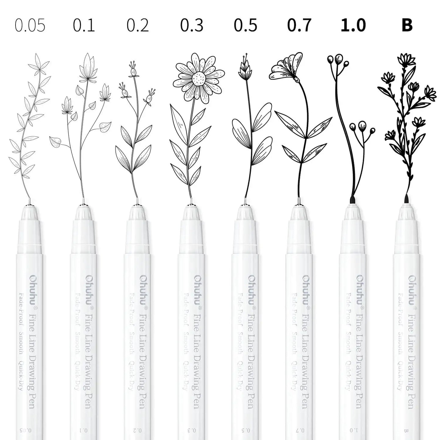 Ohuhu Micro Pen Fineliner 8 Pack Fine Point Drawing Pens