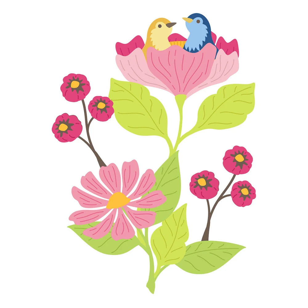 Elegant Flower Bud Sprig Metal Cutting Dies for DIY Crafts