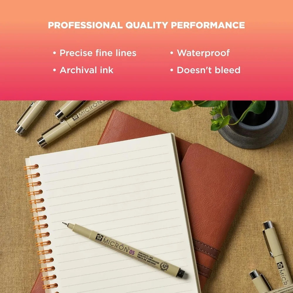 Sakura Pigma Micron Fineliners Set of 6 Black Archival Pens