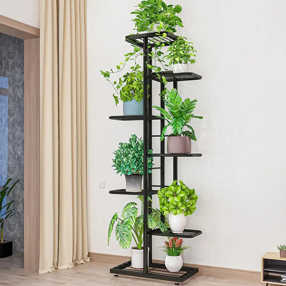 Metal 7 Tier Plant Stand 8 Pot Holder for Indoor and Outdoor Use