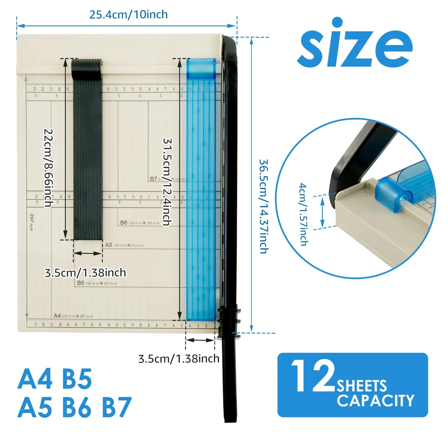 Multi-Function A4 To B7 Paper Cutter Tool With Metal Blade