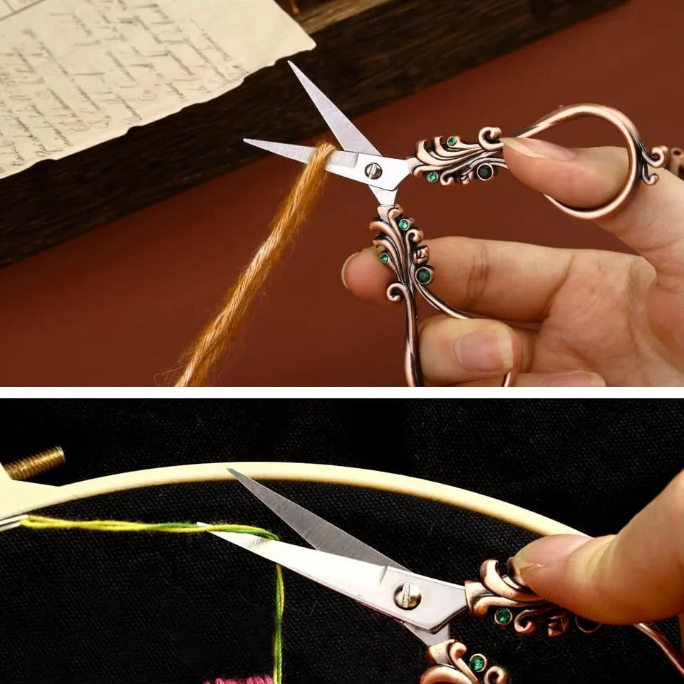 Vintage European Style Scissors Kit With Needle Case And Awl