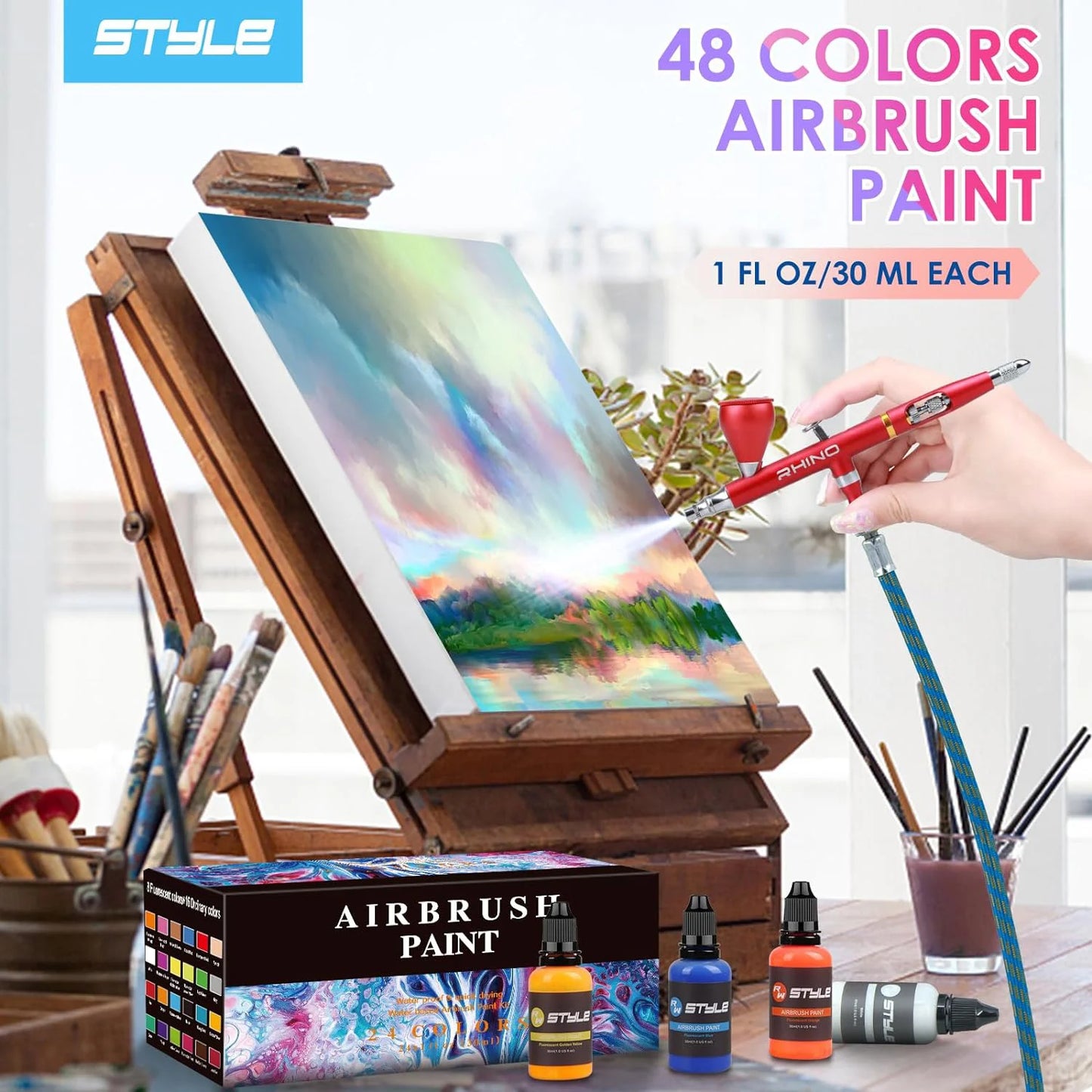 48 Colors Airbrush Paint Set for Leather and Shoe Art