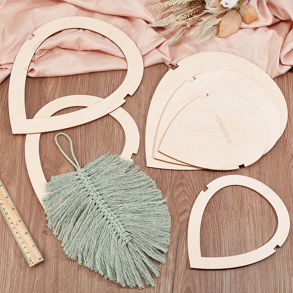 Blanched Almond Wood Leaf Macrame Cutting Molds Set 3 Size