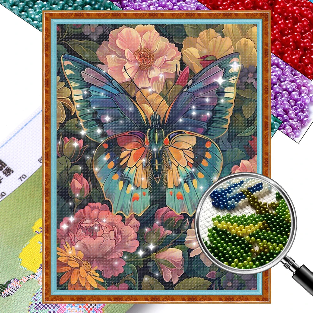 Full Embroidery Beads Printed Flower Cross Stitch Kit