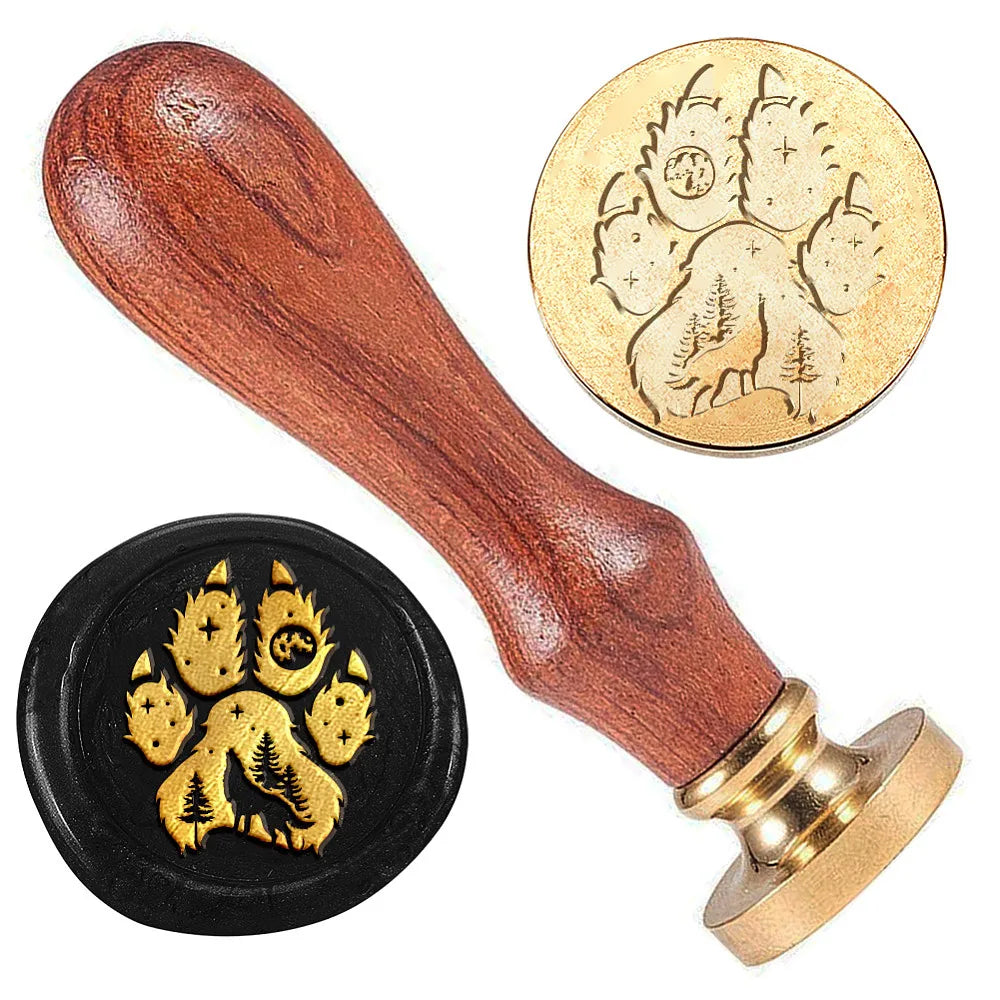 Wolf Paw Wax Seal Stamp Brass Head With Wooden Handle