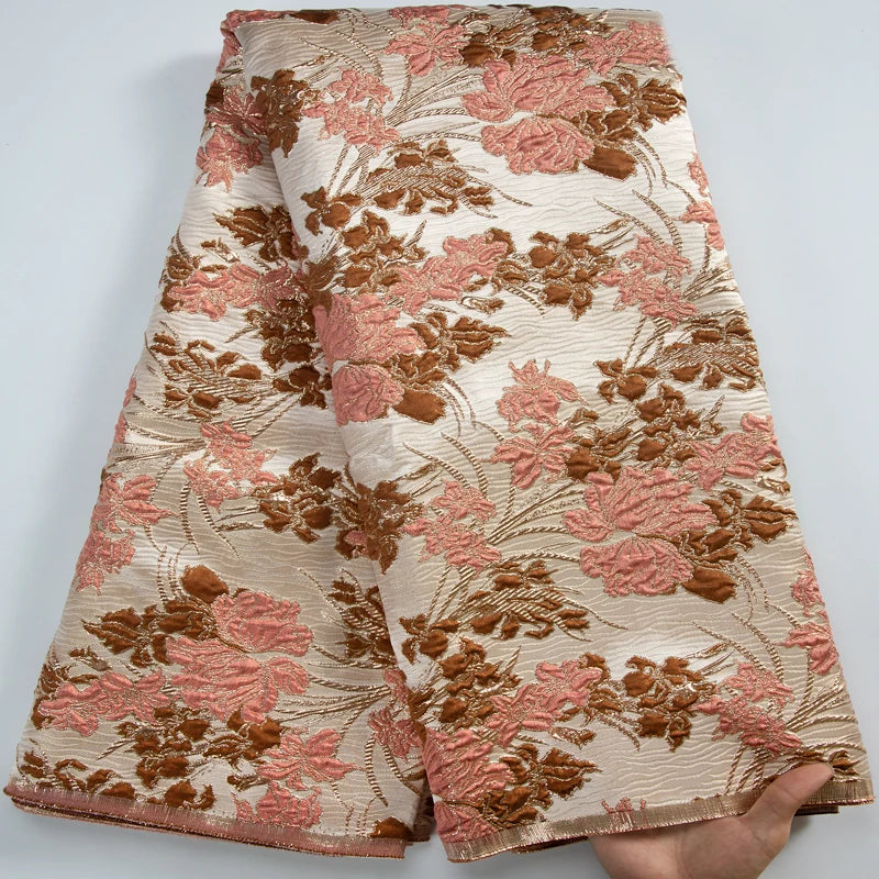 African Brocade Lace Fabrics for Elegant Party Dresses 5 Yards