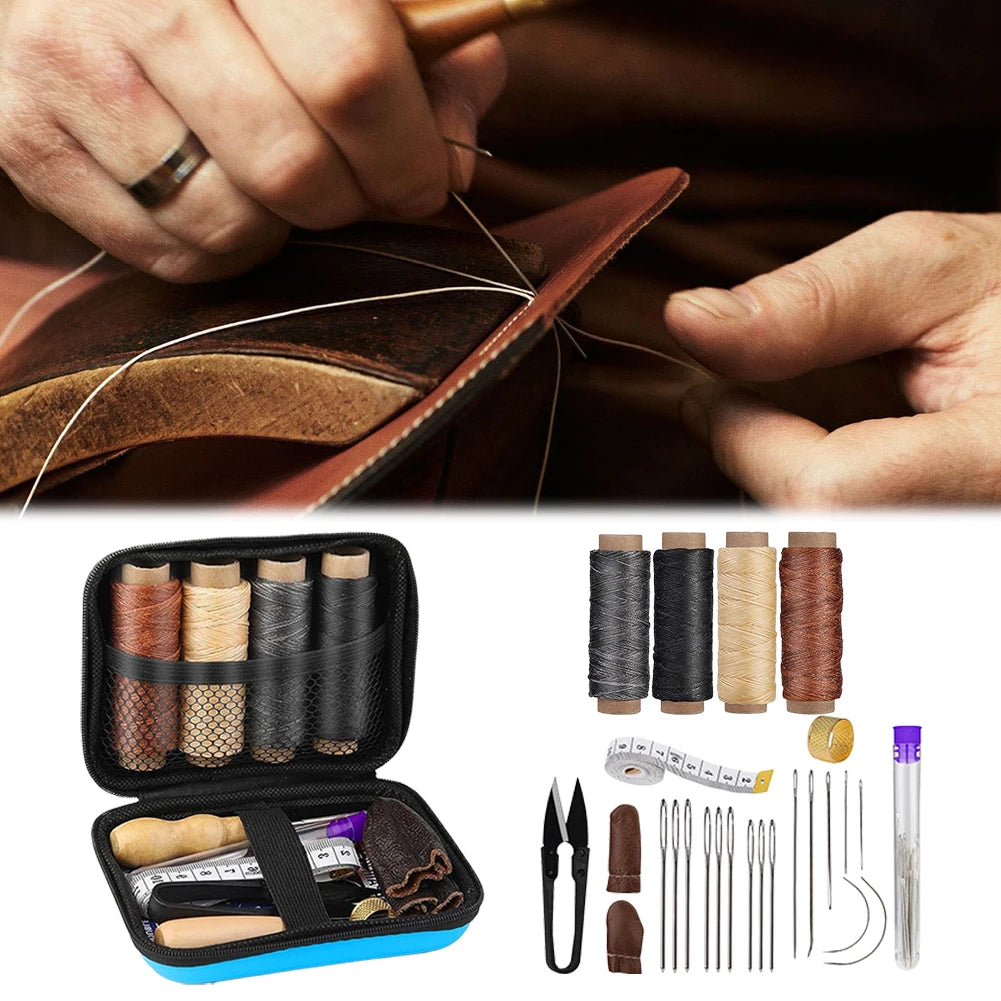 DIY Leather Craft Tools Set with Waxed Thread and Needles