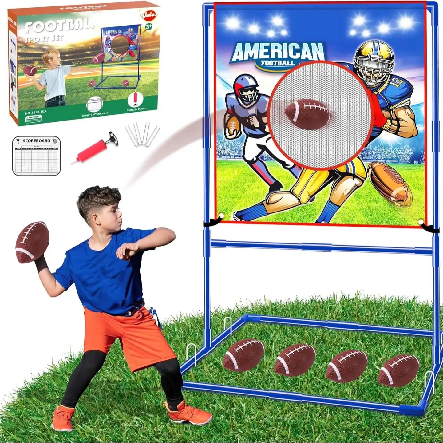 VATOS Football Toss Target Game With 4 Inflatable Balls