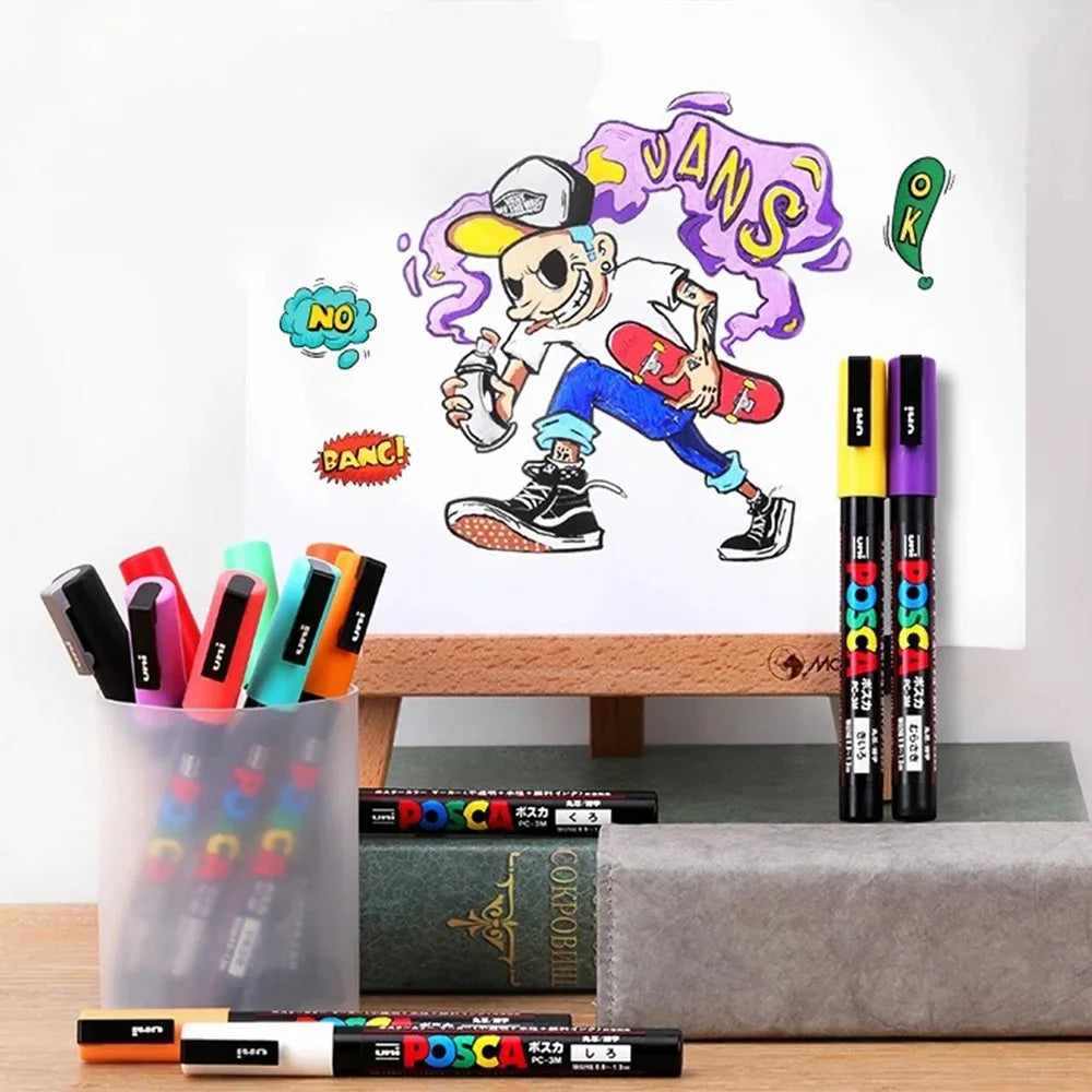 24 Piece Japan UNI POSCA Markers Set for Art and DIY Projects