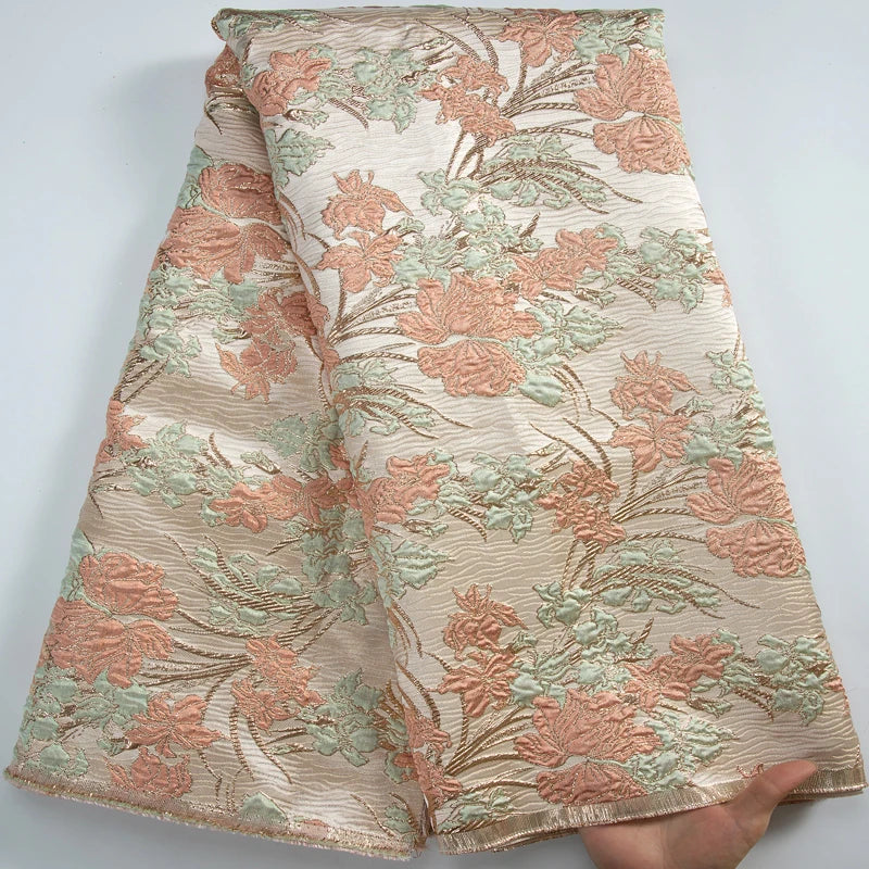 African Brocade Lace Fabrics for Elegant Party Dresses 5 Yards