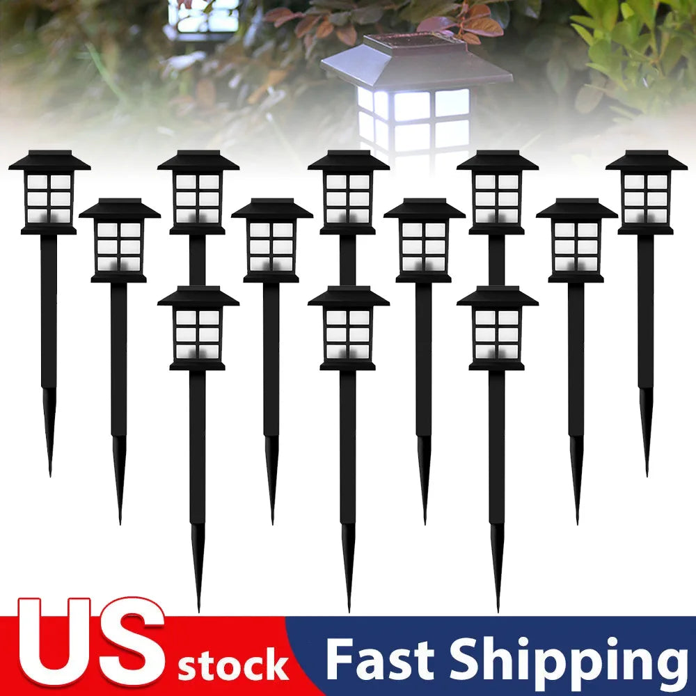 12pcs LED Solar Pathway Lights Outdoor Waterproof Garden Decor