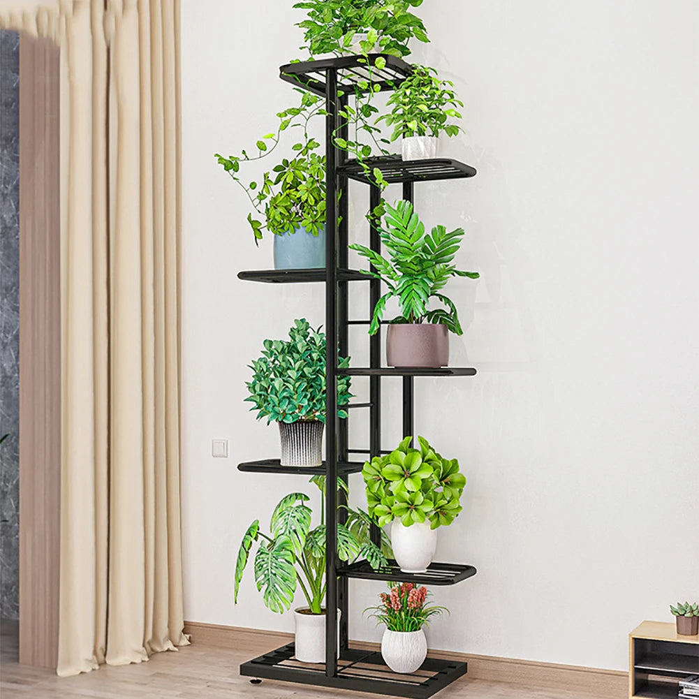 Metal 7 Tier Plant Stand 8 Pot Holder for Indoor and Outdoor Use