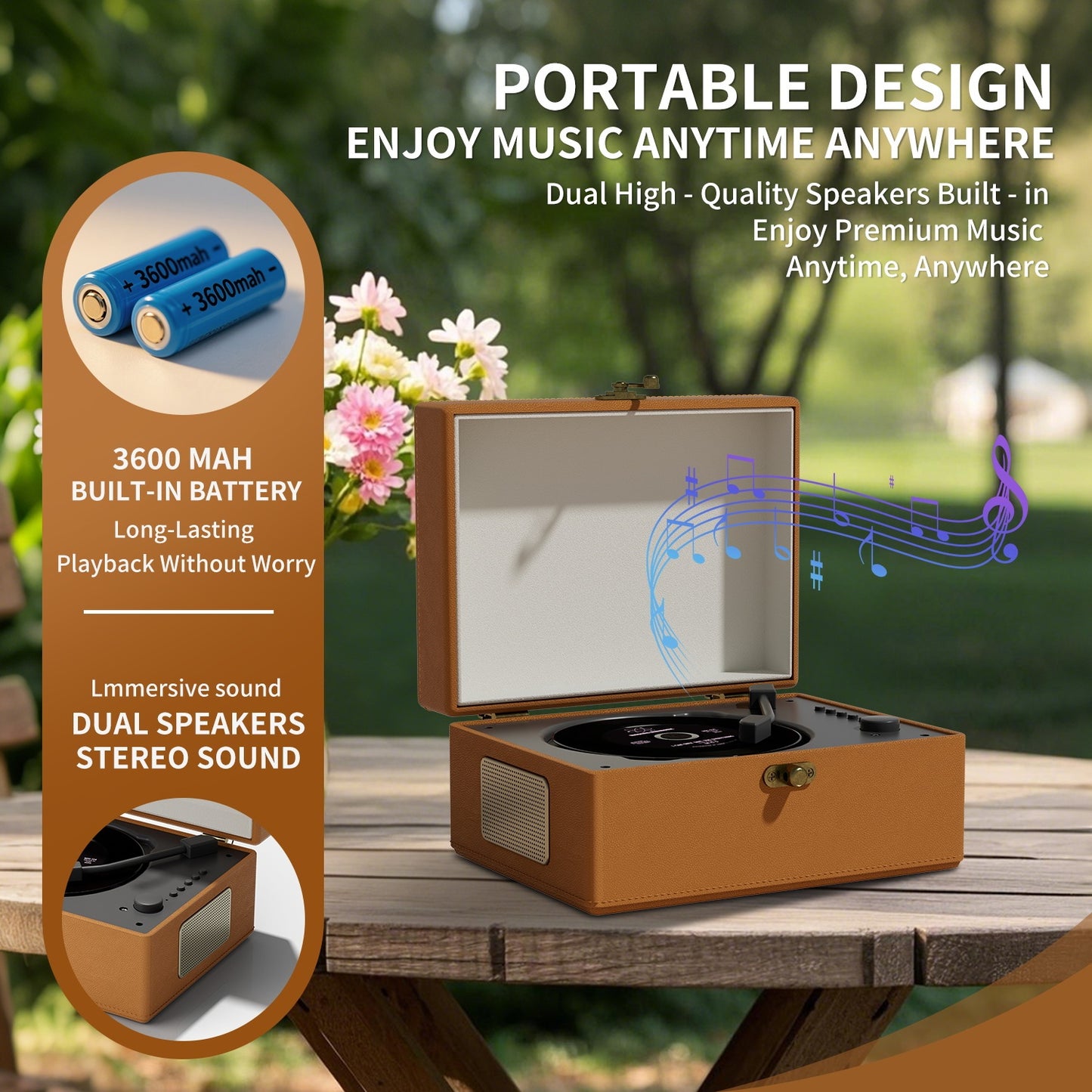 Yintiny Box Style CD Player With Built In Speakers Wireless