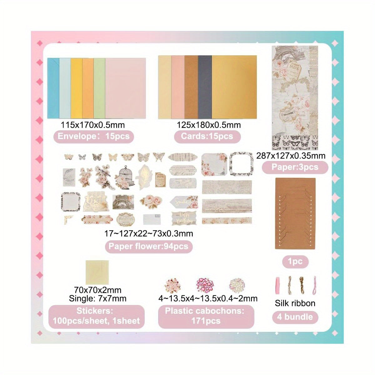DIY Envelope Card Kits With Pre Cut Paper For Crafting