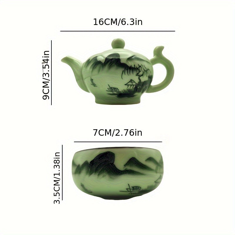 Hand Painted Modern Ceramic Carp Tea Set 5 Piece For Home