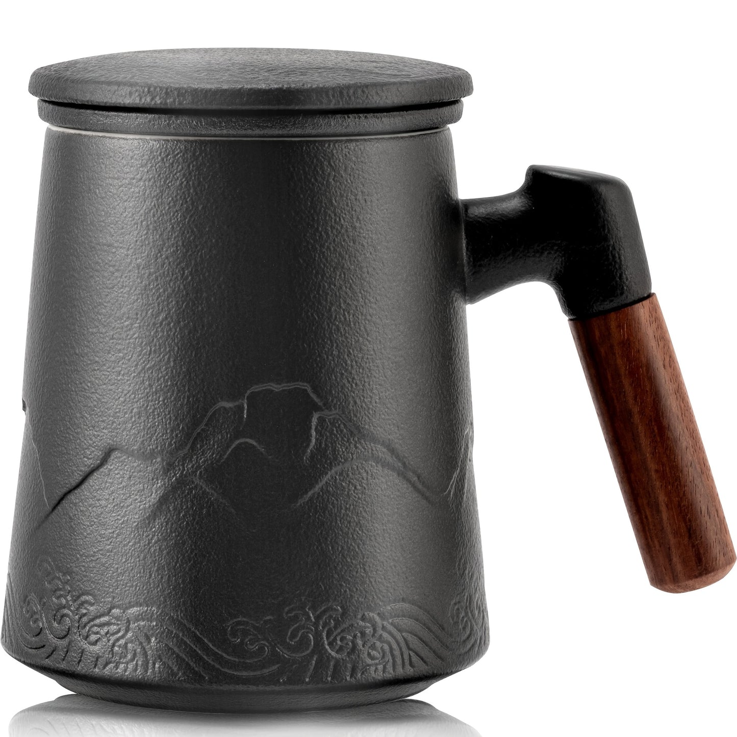 Ceramic Teapot With Infuser And Lid Wooden Handle For Tea