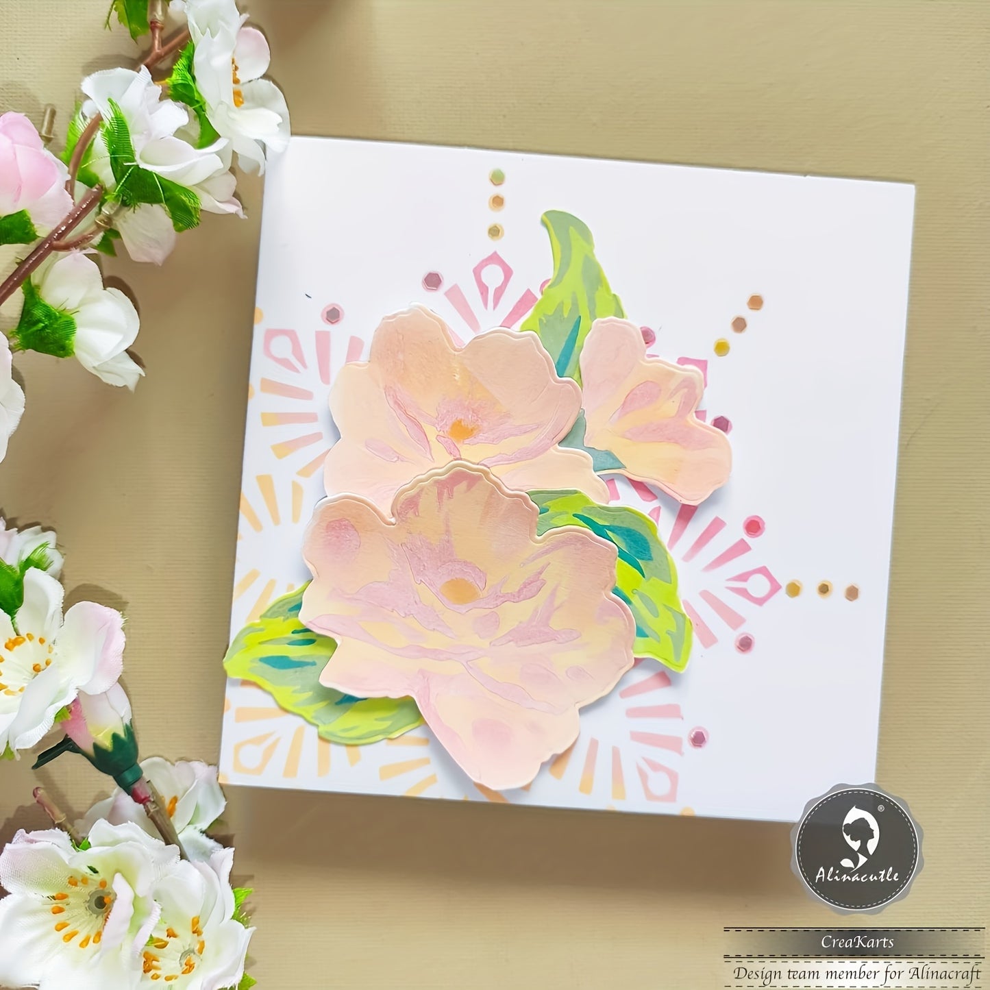 Alinacutle Peony Crafting Set for DIY Cards and Scrapbooks