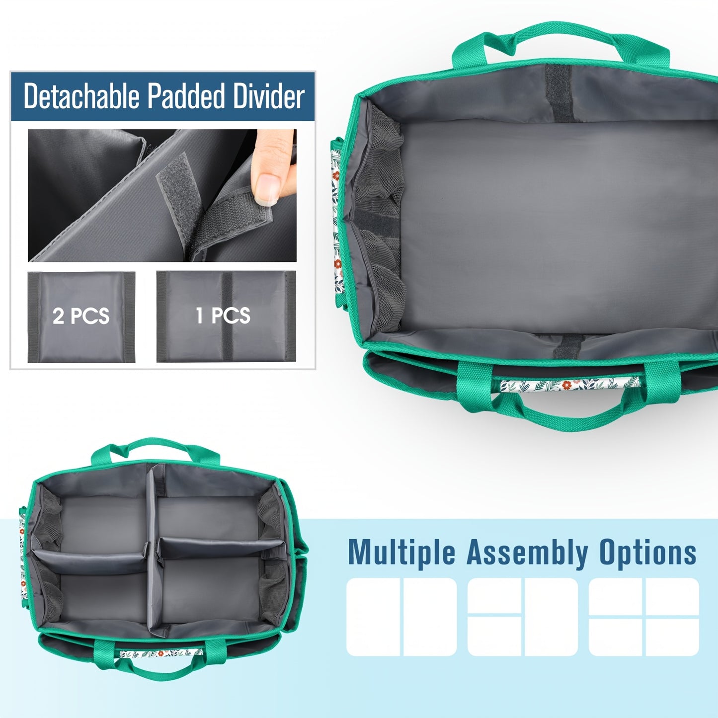 Large Floral Polyester Craft Storage Tote for Sewing