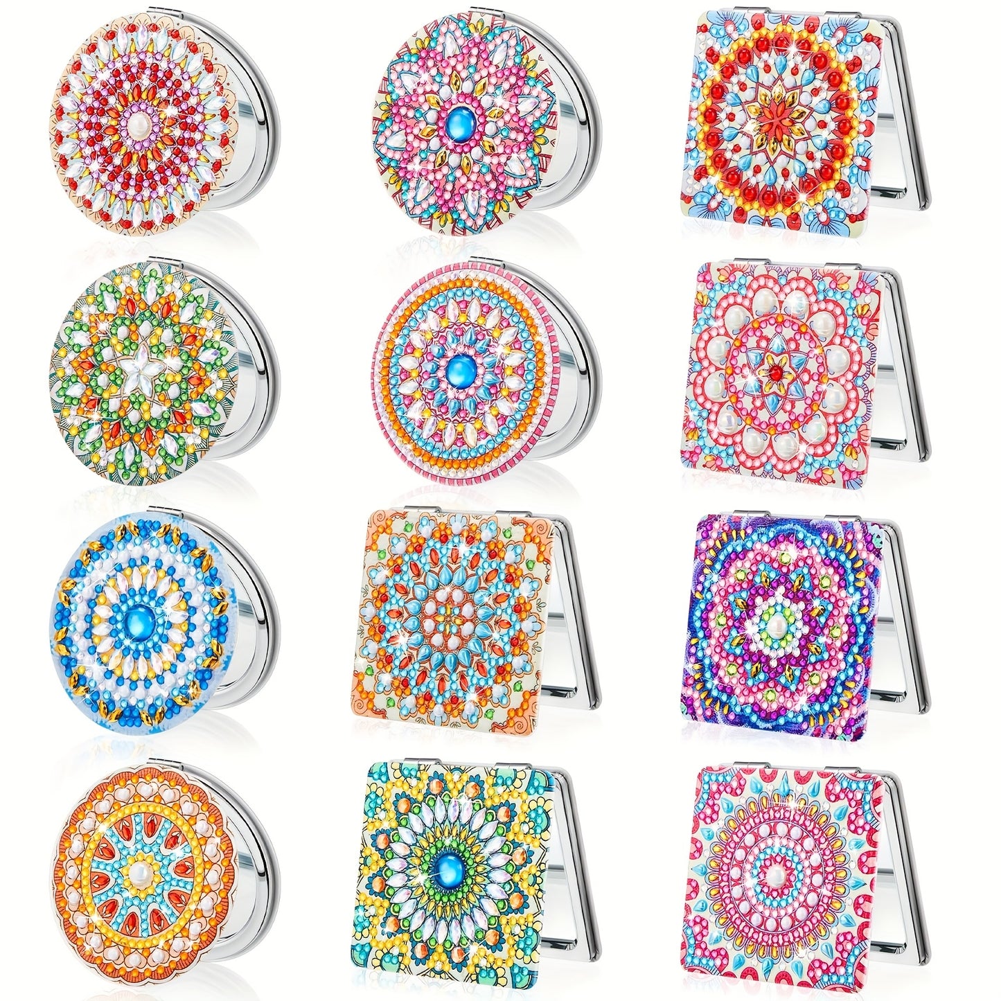 Mandala Diamond Painting Mirror Kit 12pcs Portable Pocket