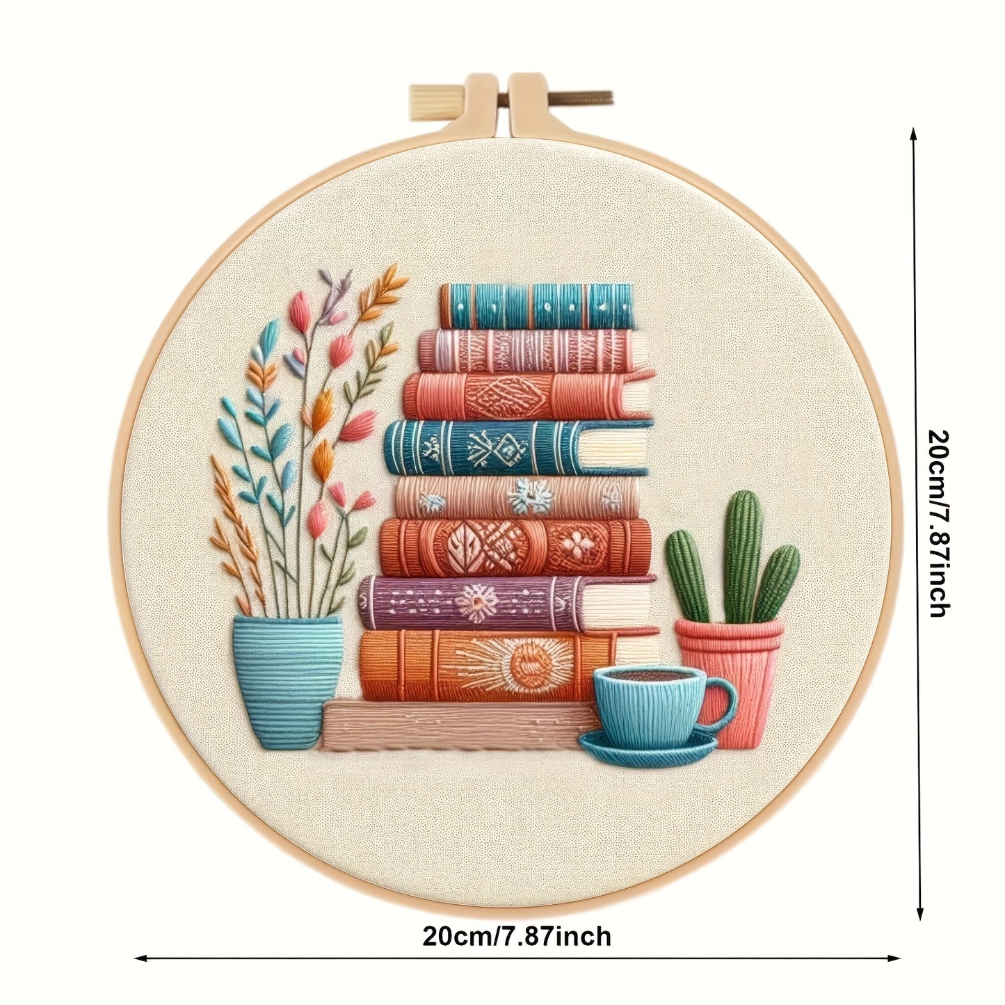 Flower Embroidery Kit With Bookshelf Pattern For Beginners