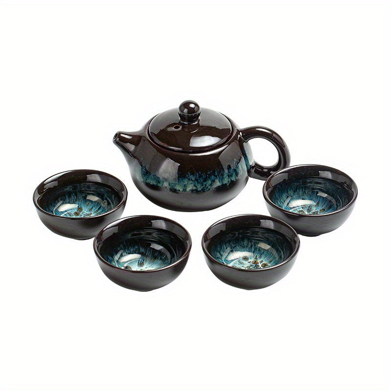 Blue Tears Ceramic Tea Set 5 Pieces Chinese Style Gift