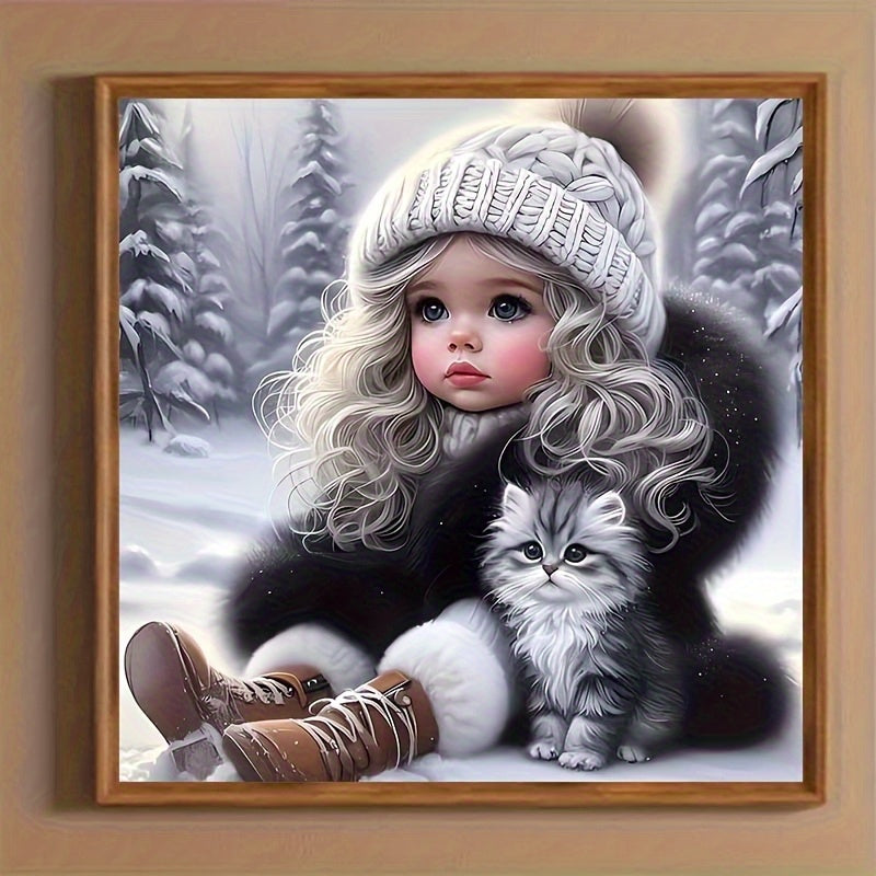 DIY Cute Cat Girl Diamond Painting Set 5D Round Mosaic