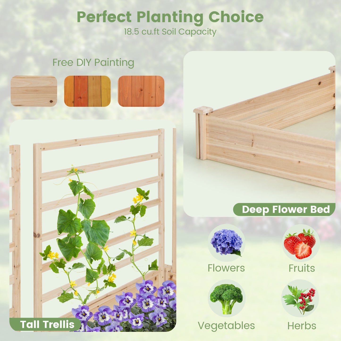 Costway Garden Bed With Two Planter Boxes And Trellis