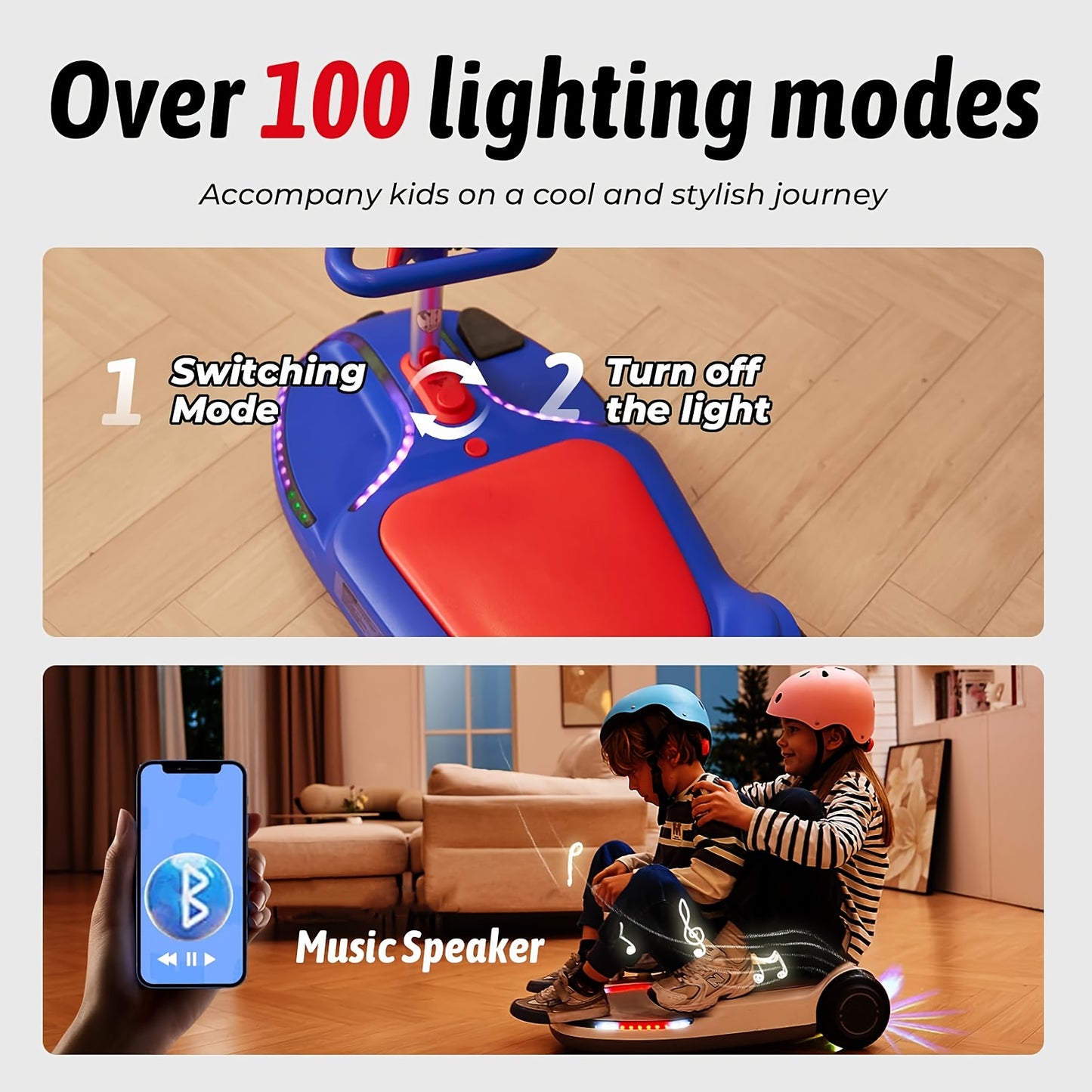 Electric Wiggle Car Ride On Toy for Kids, 4-in-1 Modes