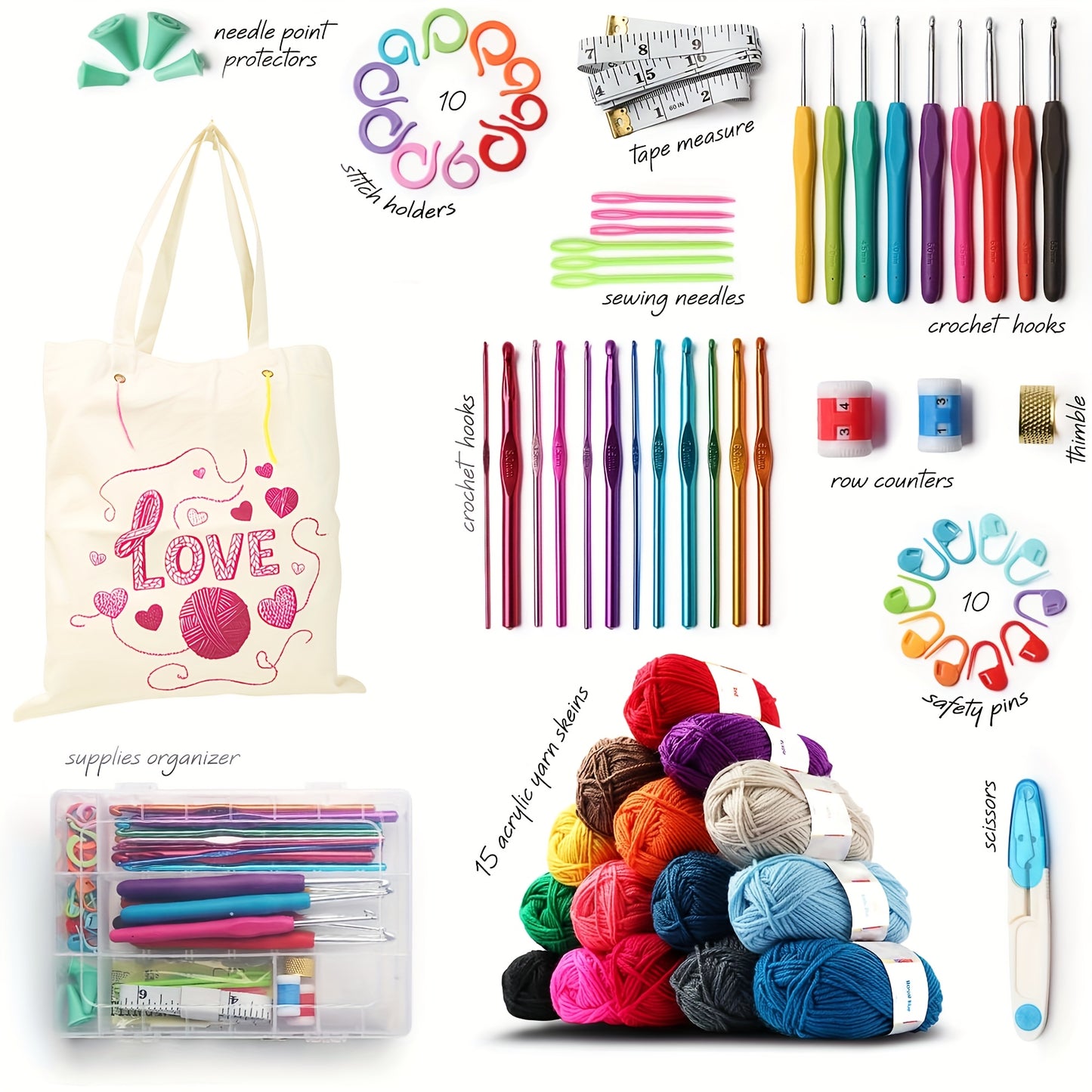 Complete Crochet Kit 73 Piece All In One Starter Bundle