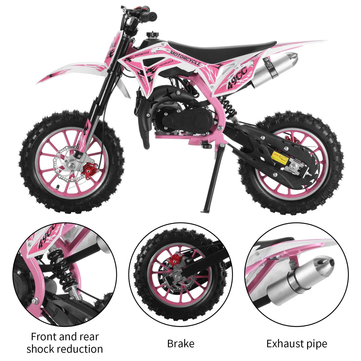 Gas-Powered Red 49cc 2-Stroke Kids Mini Motocross Bike