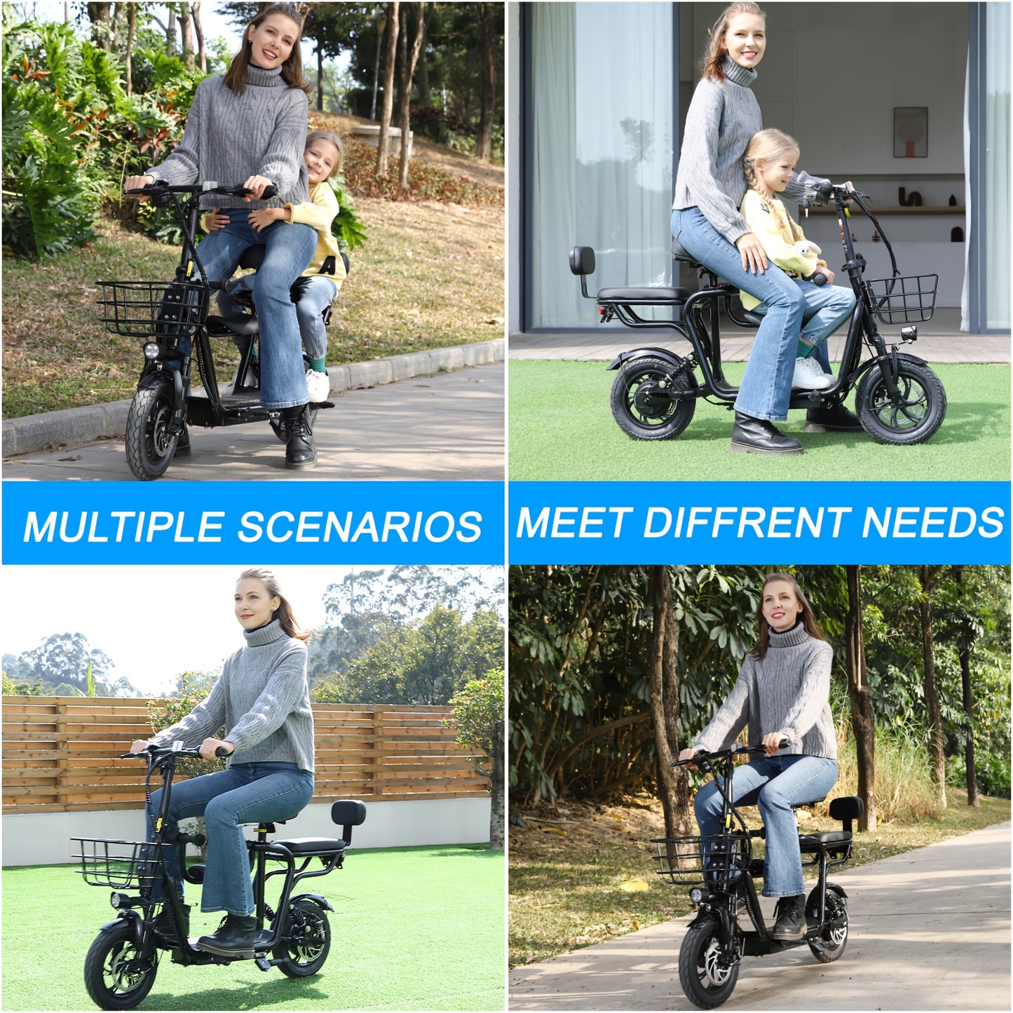 EILLEO 48V 500W Electric Scooter With Seat 20 Mile Range