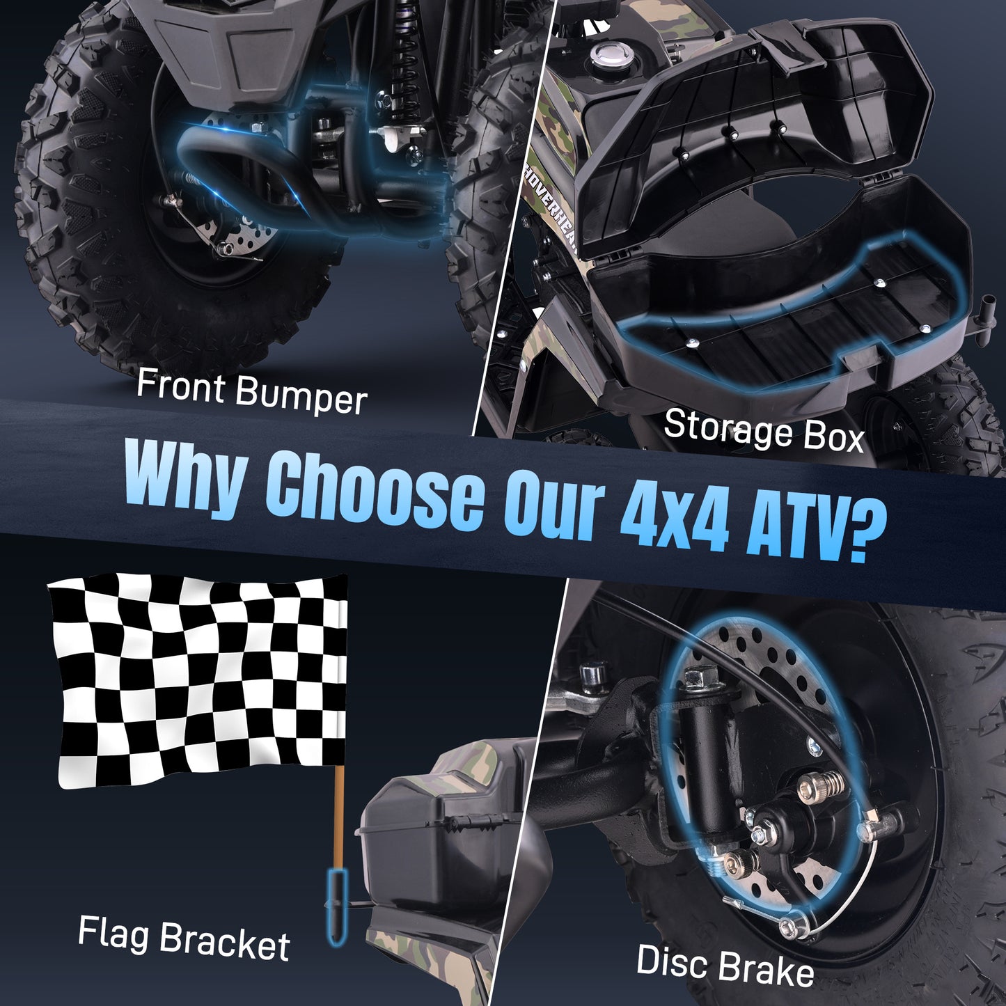 40CC 4-Stroke Kids Off-Road Quad Bike With Knobby Tires