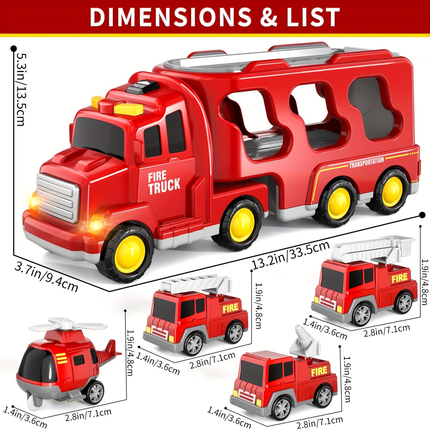 Fire Truck Toys For 3-5 Year Old Boys With Lights And Sounds