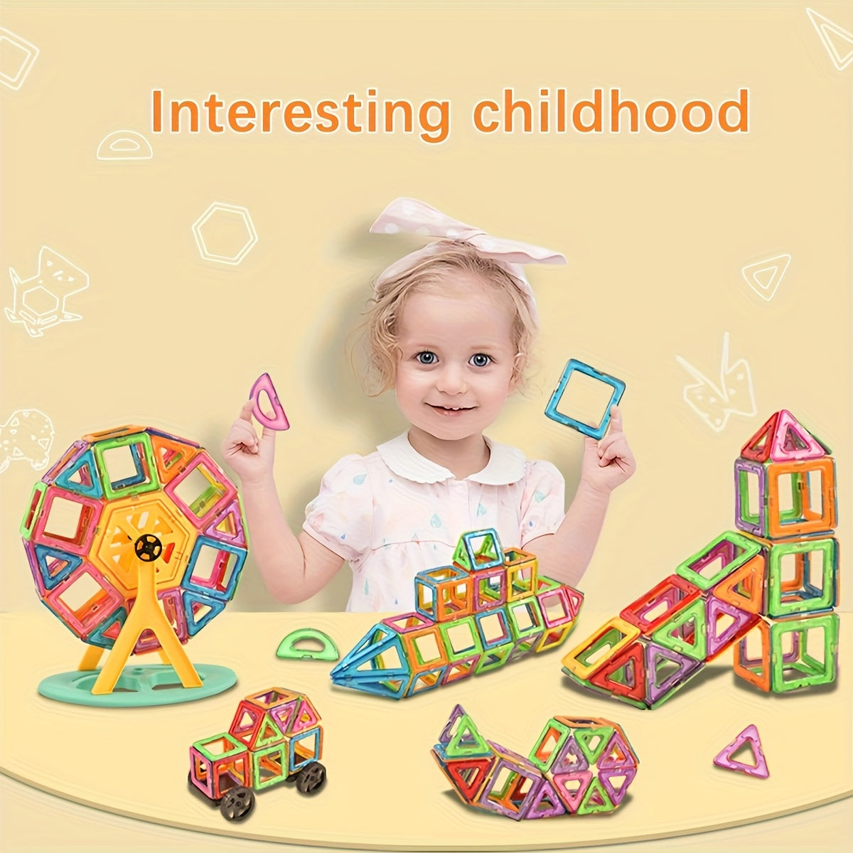Magnetic Building Blocks Toy With Wheels Large Construction