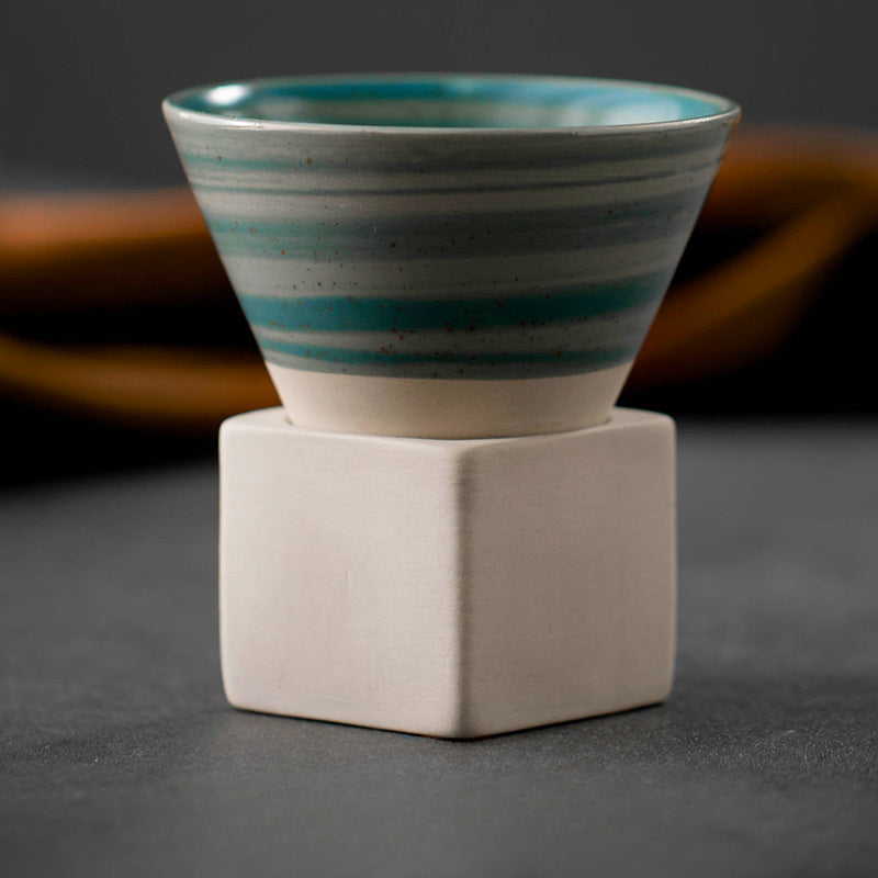 Ceramic Coffee Cup Hand Painted Glazed Teacup With Base