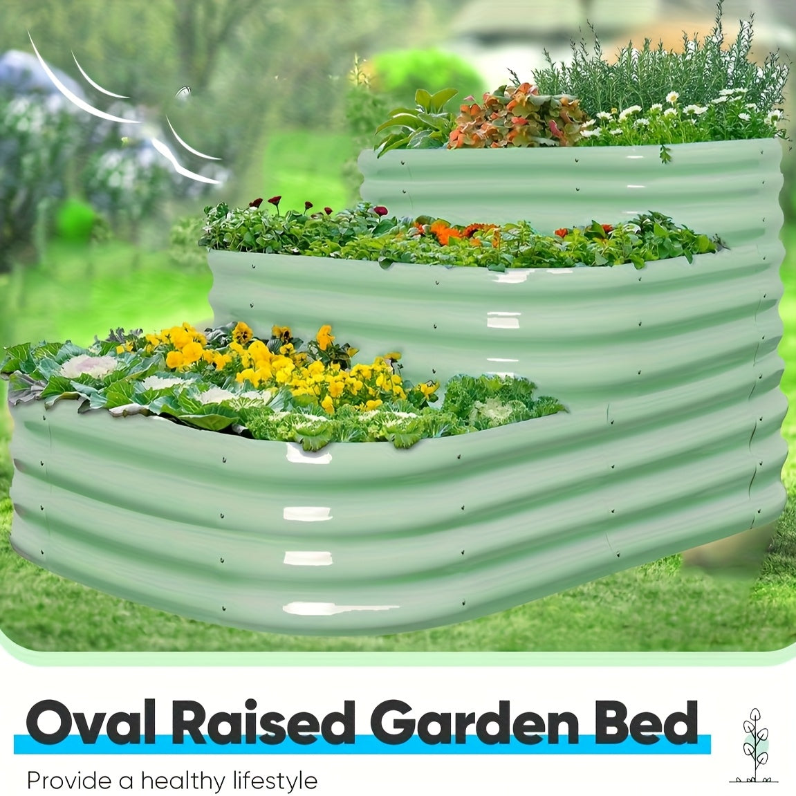 Three Tier Galvanized Steel Raised Garden Bed Kit Outdoor