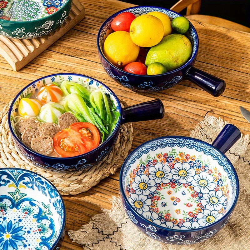 Zenora Bohemian Ceramic Bowls With Handle Heatproof Deep
