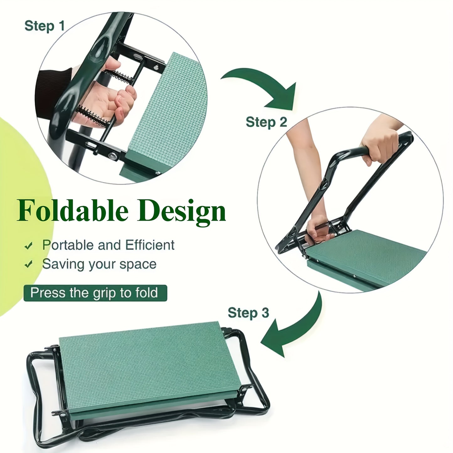 Foldable Garden Kneeling Chair With Tool Bags And Storage