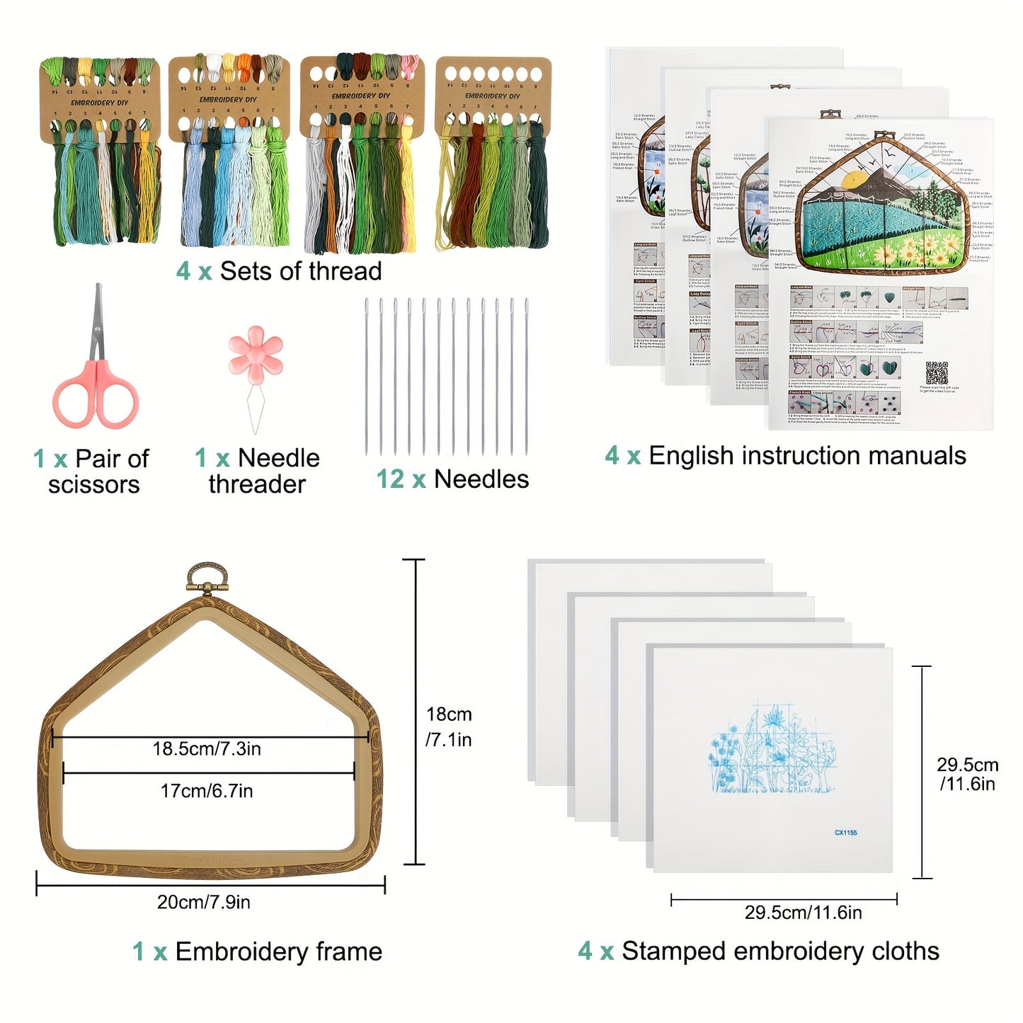 Beginner DIY Embroidery Kit Landscape Window View With Hoop