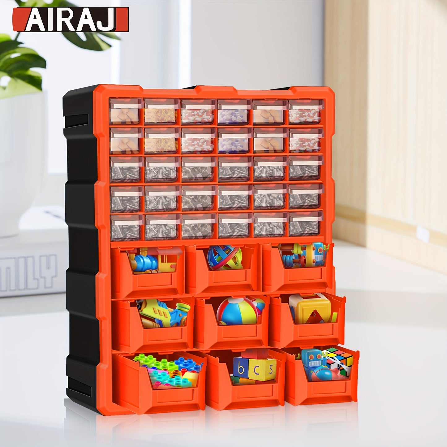 AIRAJ 39-Drawer Orange Wall Mount Storage Cabinet
