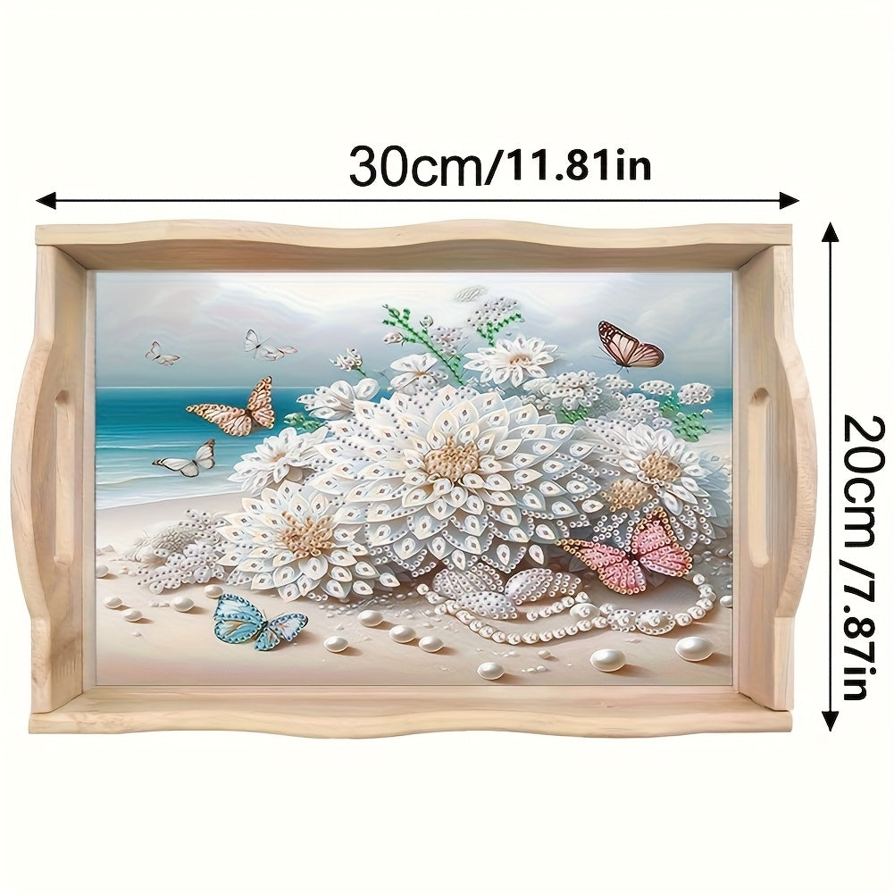 DIY Diamond Painting Wooden Food Tray Beach Daisy Kit